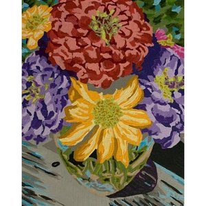 Zinnias in a Vase, Floral Art, Original Painting